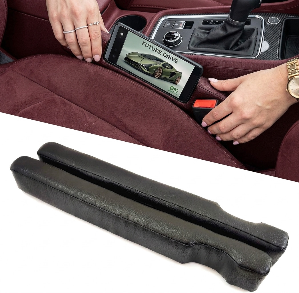 2 Pack Car Seat Gap Filler Universal Leather Seat Gap Stopper Black
