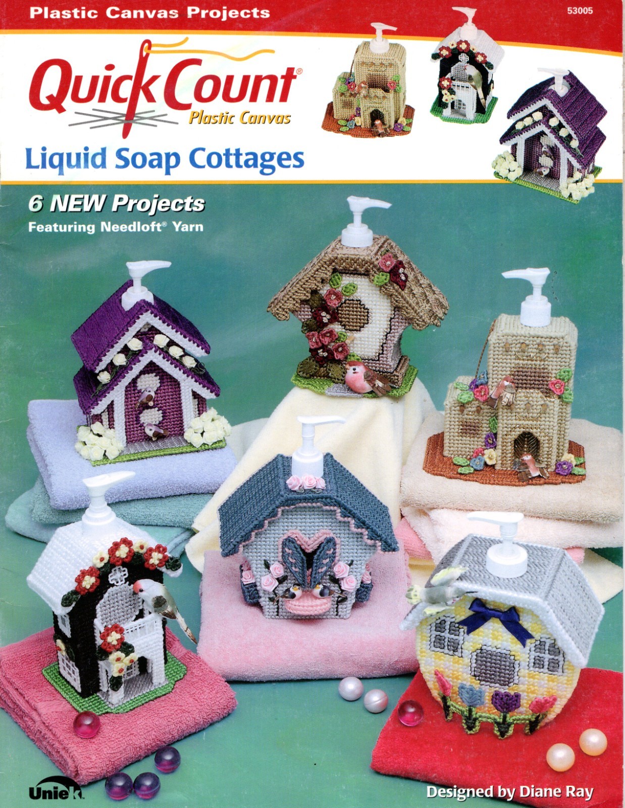 Needlecraft Liquid Soap Cottages Plastic Canvas Patterns Book Quick Count 53005