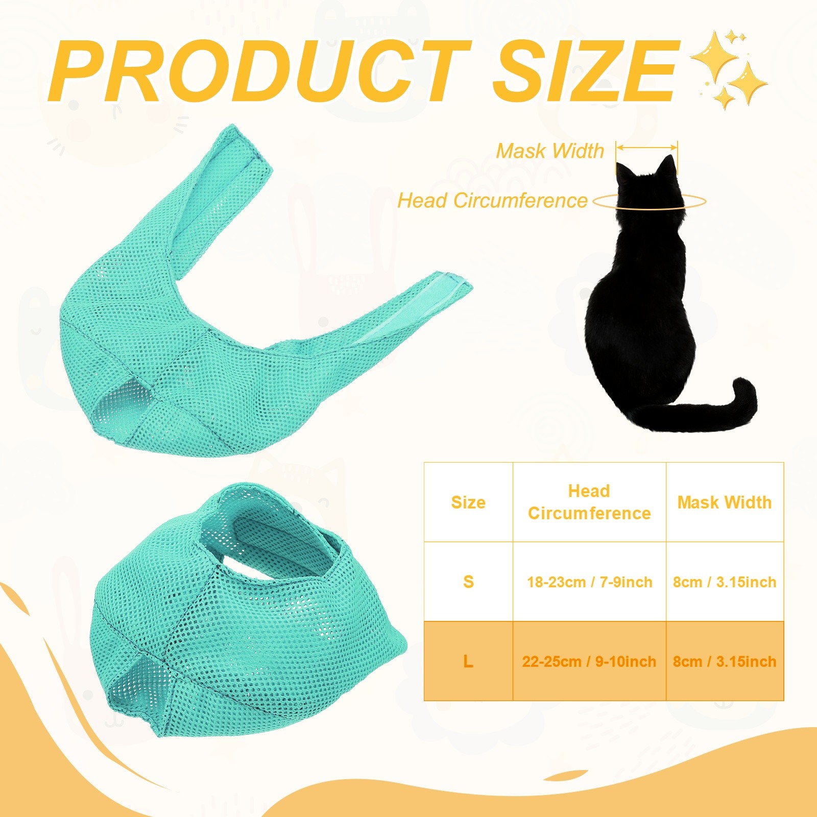 Cat Muzzle Breathable Mesh Muzzle Circumference 7-9 Inches Dark Blue