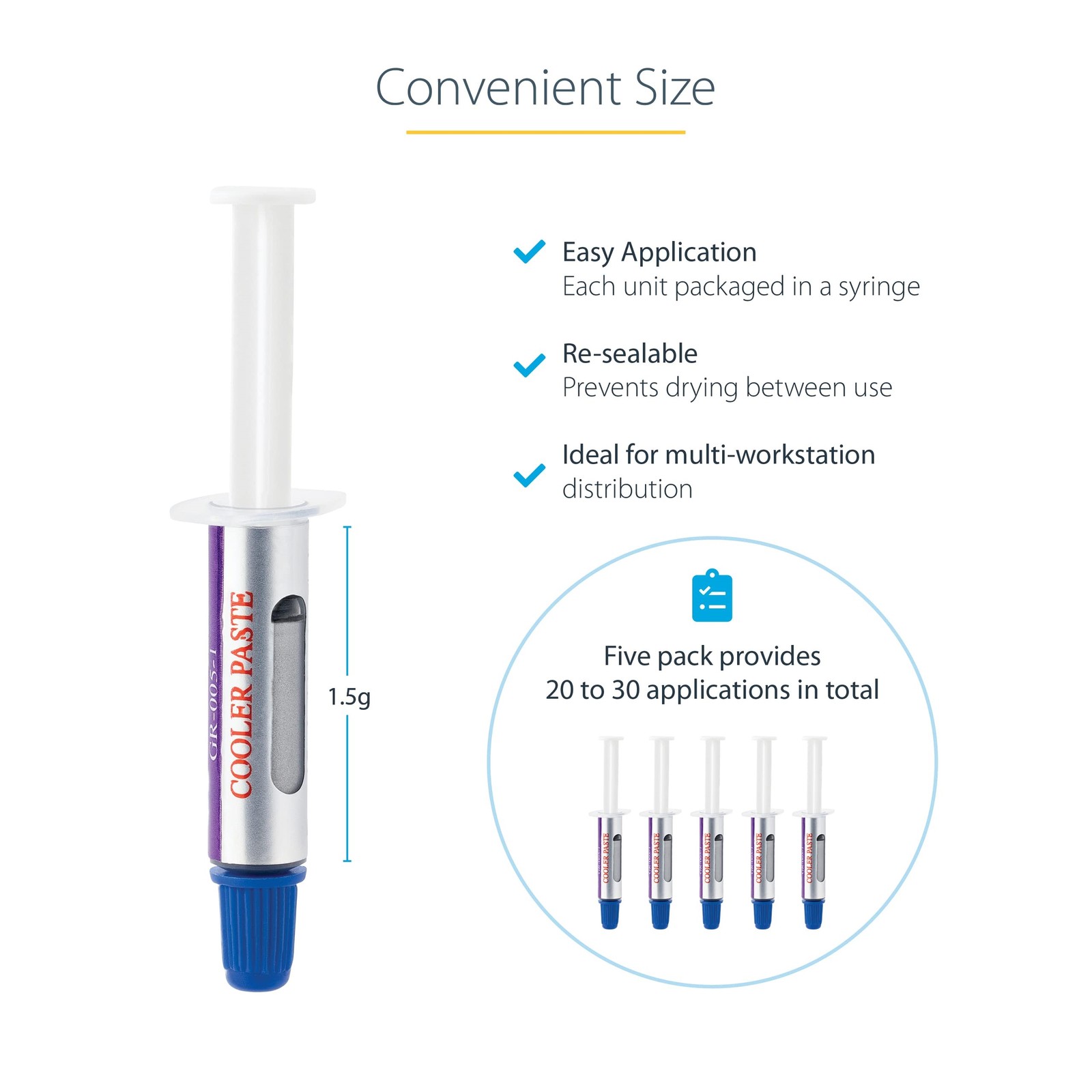 StarTech High Performance Thermal Paste 1.5g Syringes 5 Pack SILV5THERMALPASTE