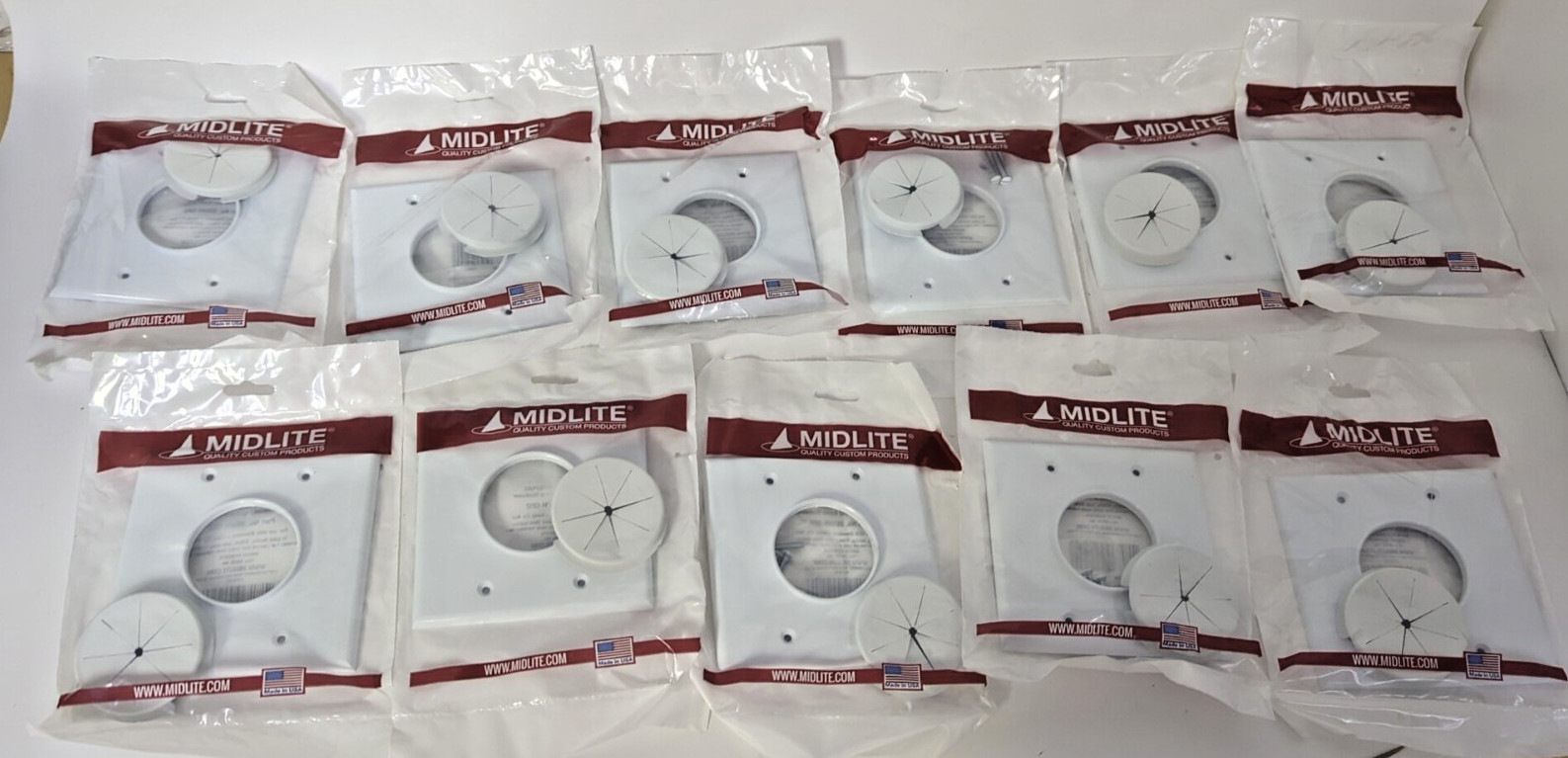 LOT OF 11 MIDLITE  2GWH-GR2 WHITE GANG WIREPORT