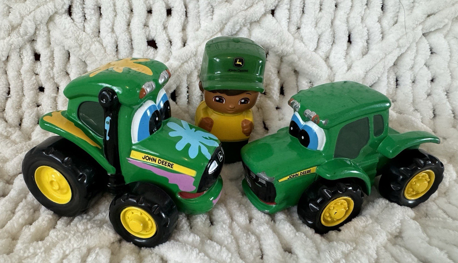 John  Deere die-cast 2  Toy Tractors+ Mega Block John Deere Figure