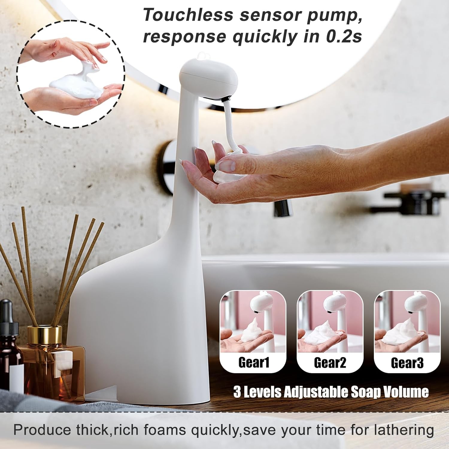 Automatic Foaming Soap Dispenser,10oz/300ml Touchless Smart