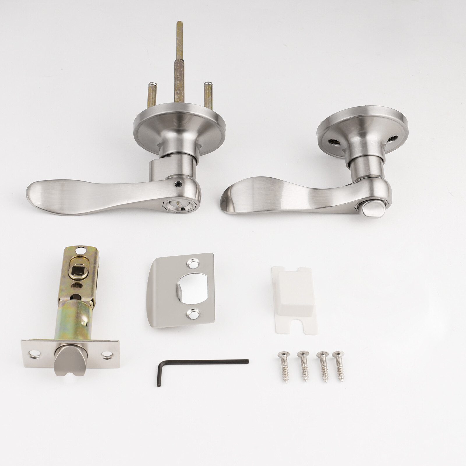 Brushed Nickel Round Door Knobs Privacy Passage Wave Door Levers Entry Locks