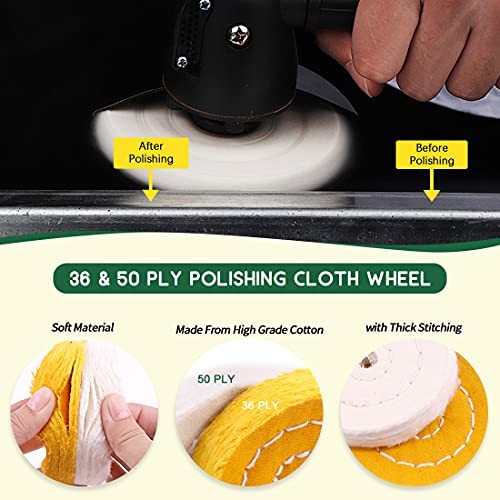 8Pcs 4inch Buffing Polishing Wheel Kit Includes Polishing Compounds, Buffer