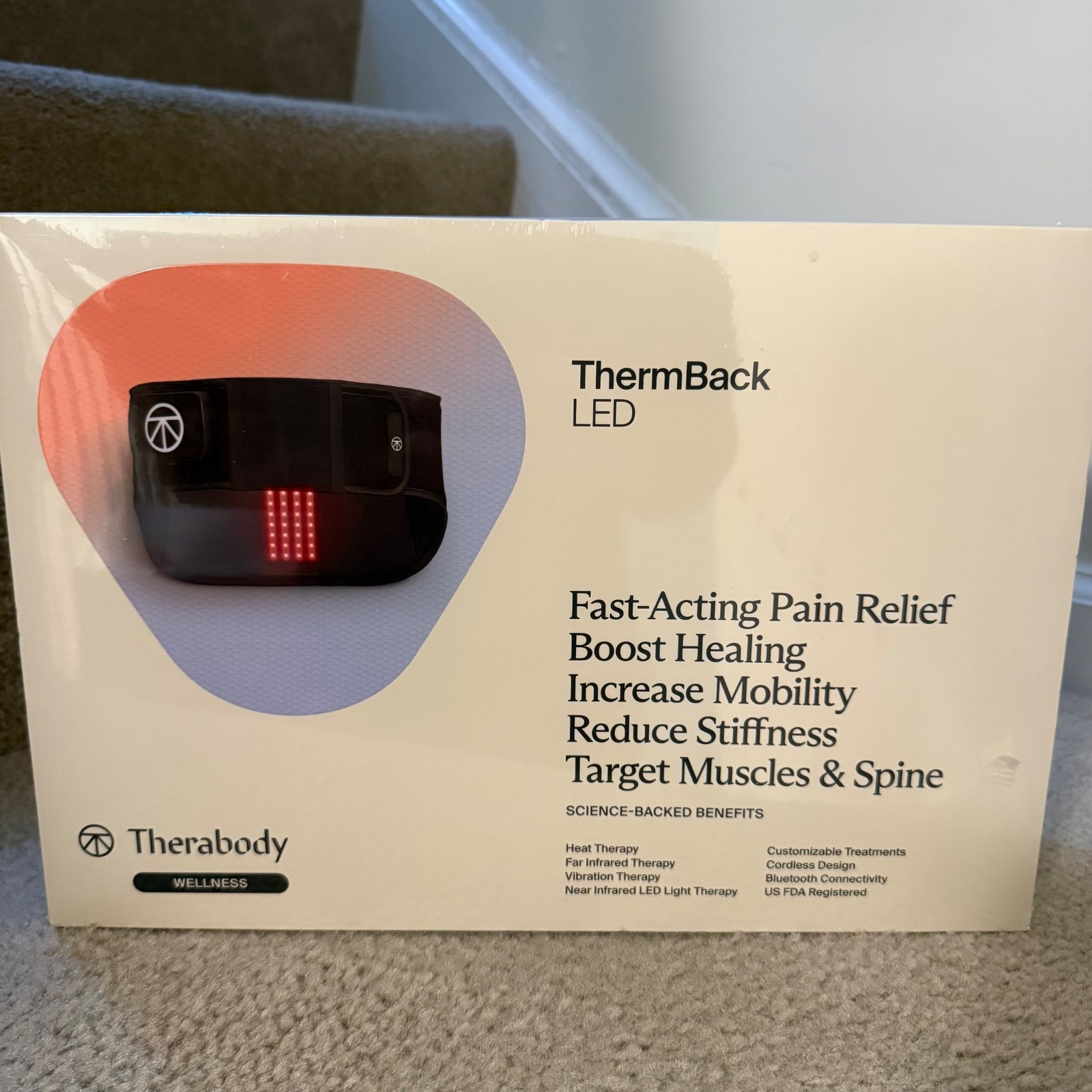Therabody ThermBack LED Back Wrap Heat Infrared Vibration Therapy New Sealed Box