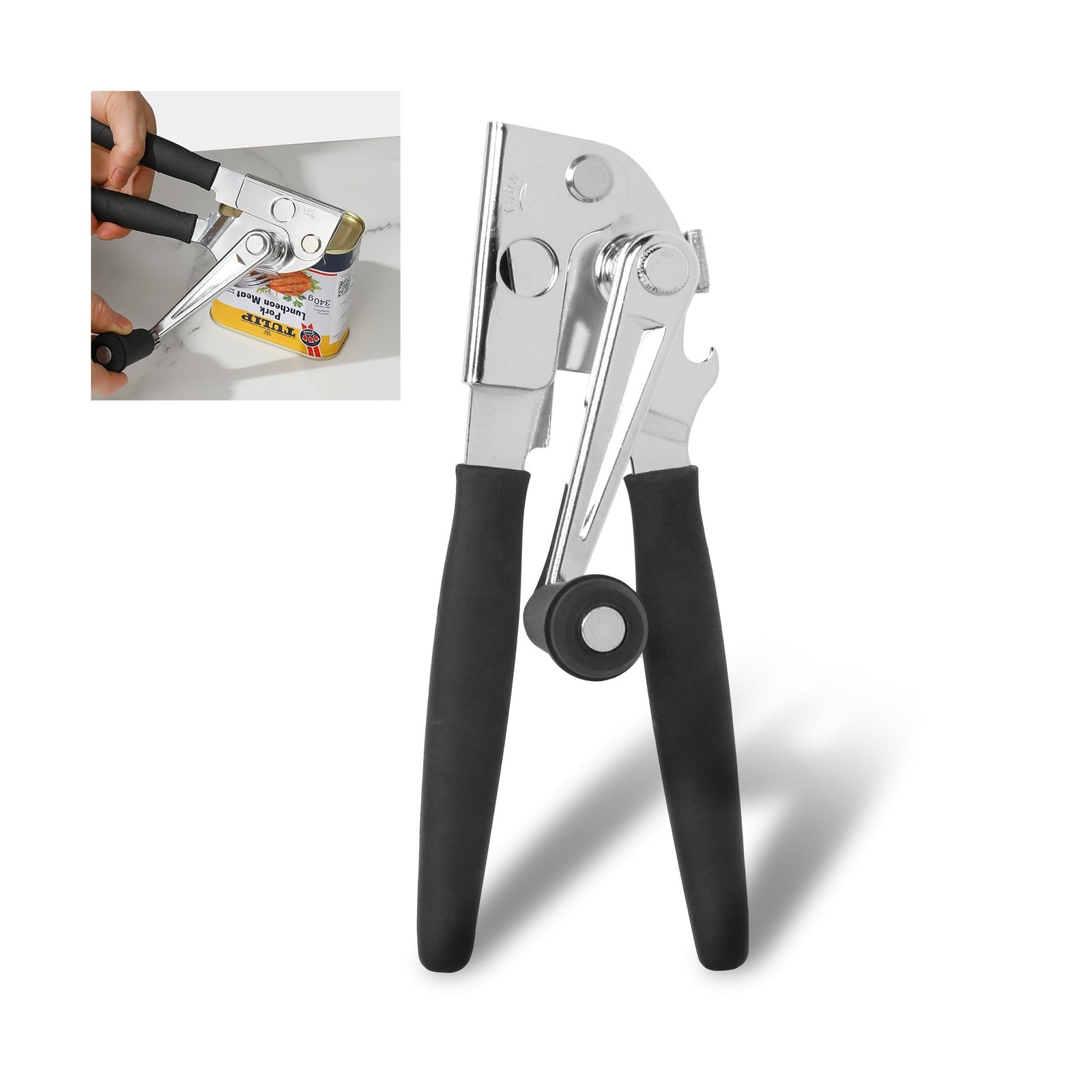 Commercial Can Opener with Magnet, Manual Heavy Duty Folding Hand Crank Can O...