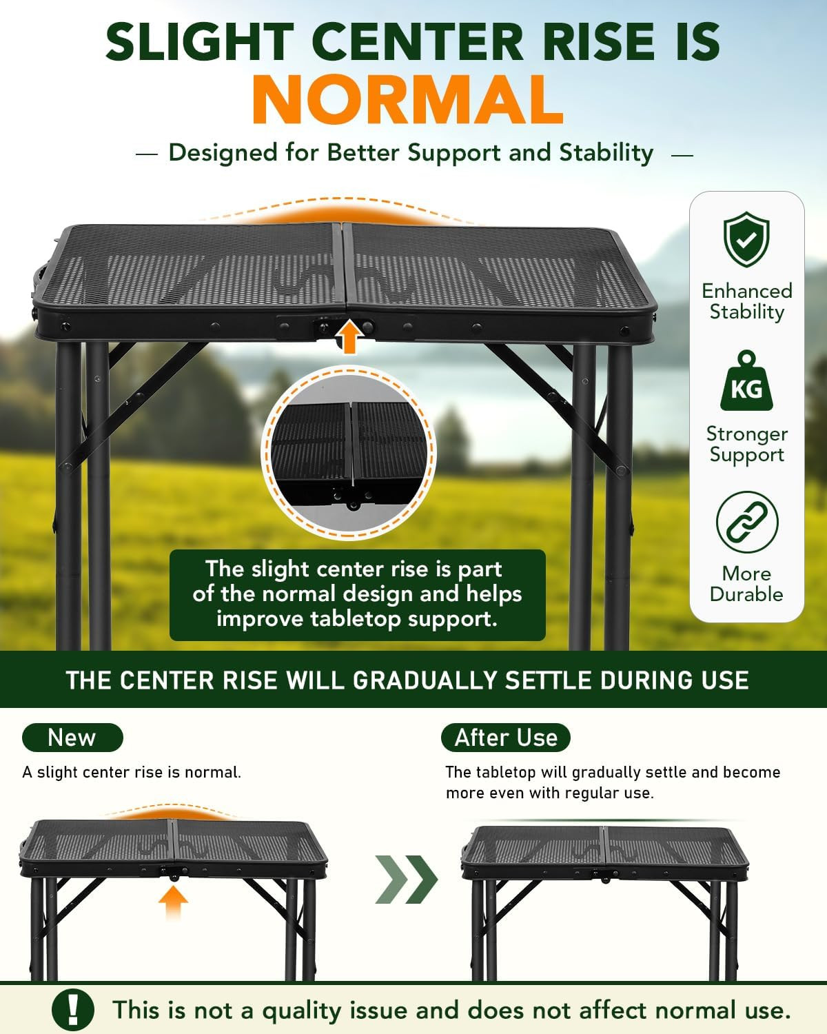 2 Ft Folding Camping Table, Adjustable Height 10.6-22 In, Small Grill Table | Bl