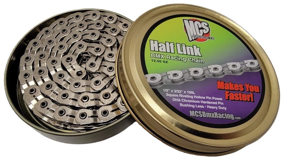 MCS BMX HALF LINK BMX RACING CHAIN 1/2" X 3/32" x 100L SILVER