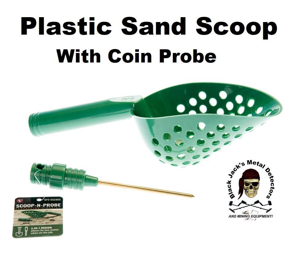 Metal Detecting Sand Scoop with Coin Probe (Green) - PN.GP3-SS23GG