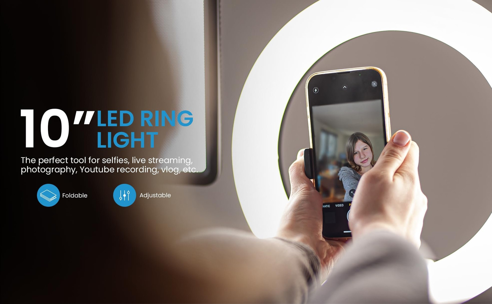iDance LED Ring Light with Cell Phone Holder, 6", USB Powered with Bluetooth...