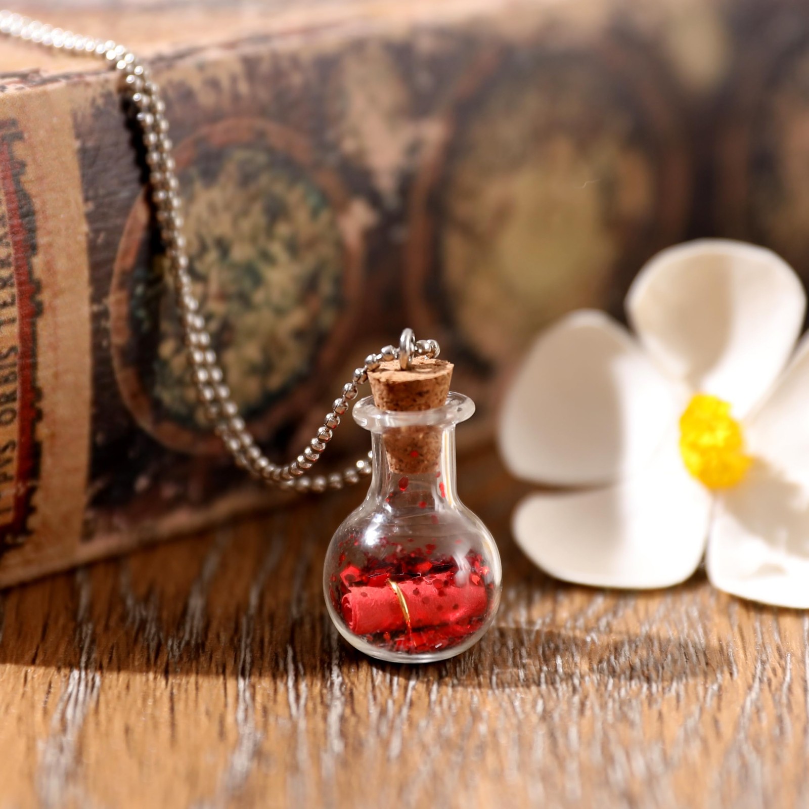 Tiny Decorative Glass Bottles 12 Pcs (Tiny Flat-Bottomed Potion Bottles)