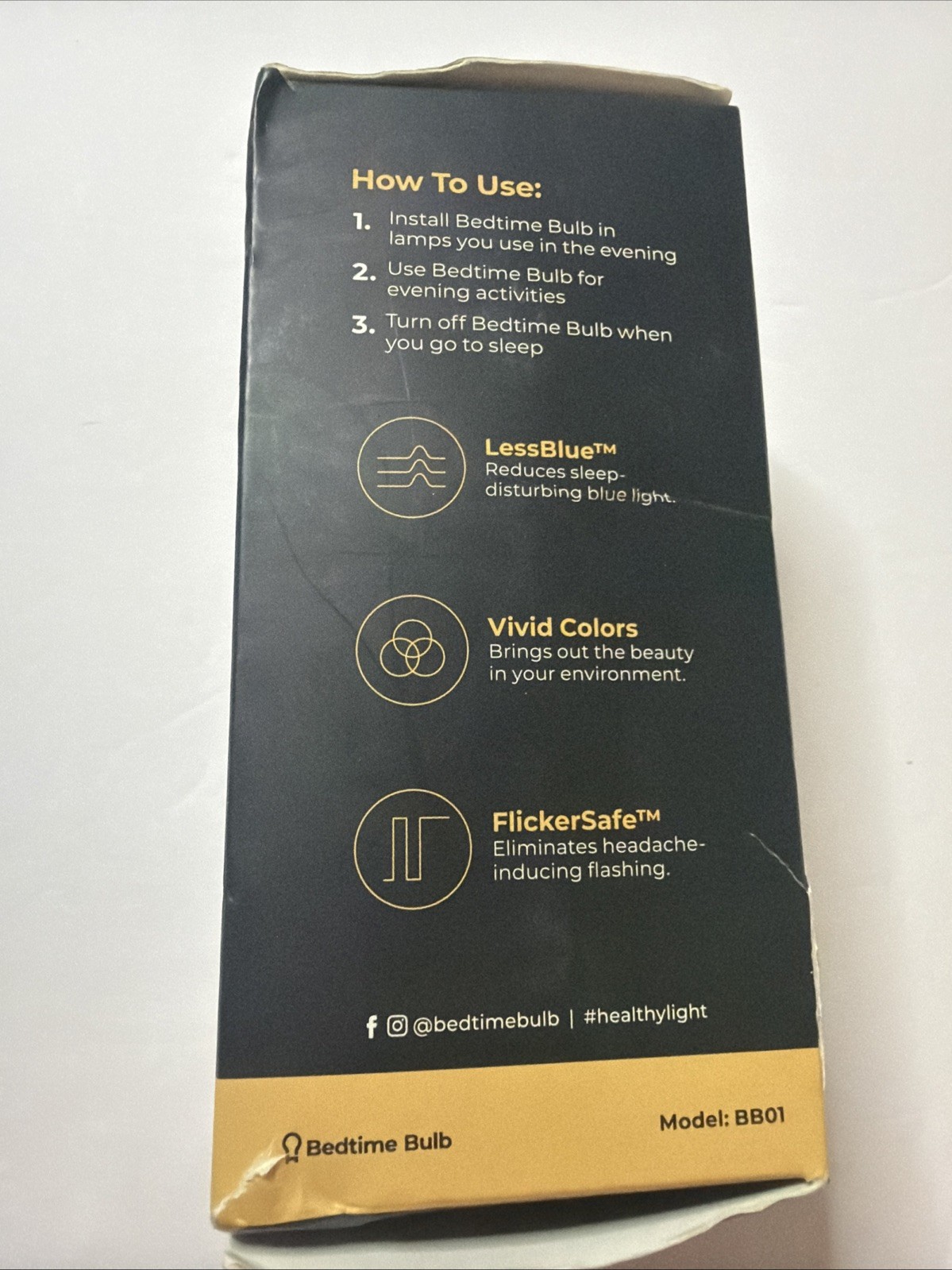 Bedtime Bulb for Better Sleep warm light open box