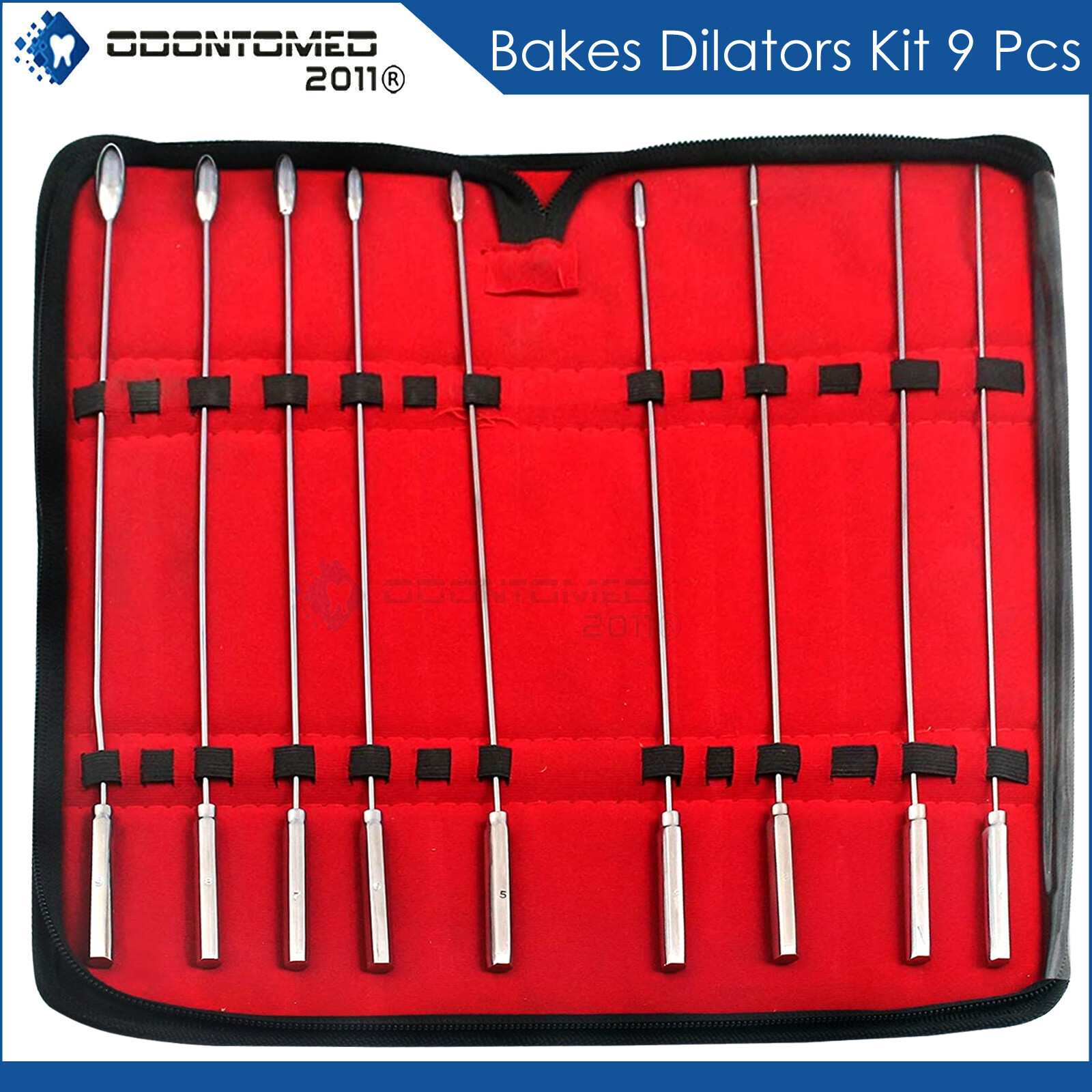 BAKES Rose Bud Sounds Dilator 9 pcs Set Surgical Instruments In Case
