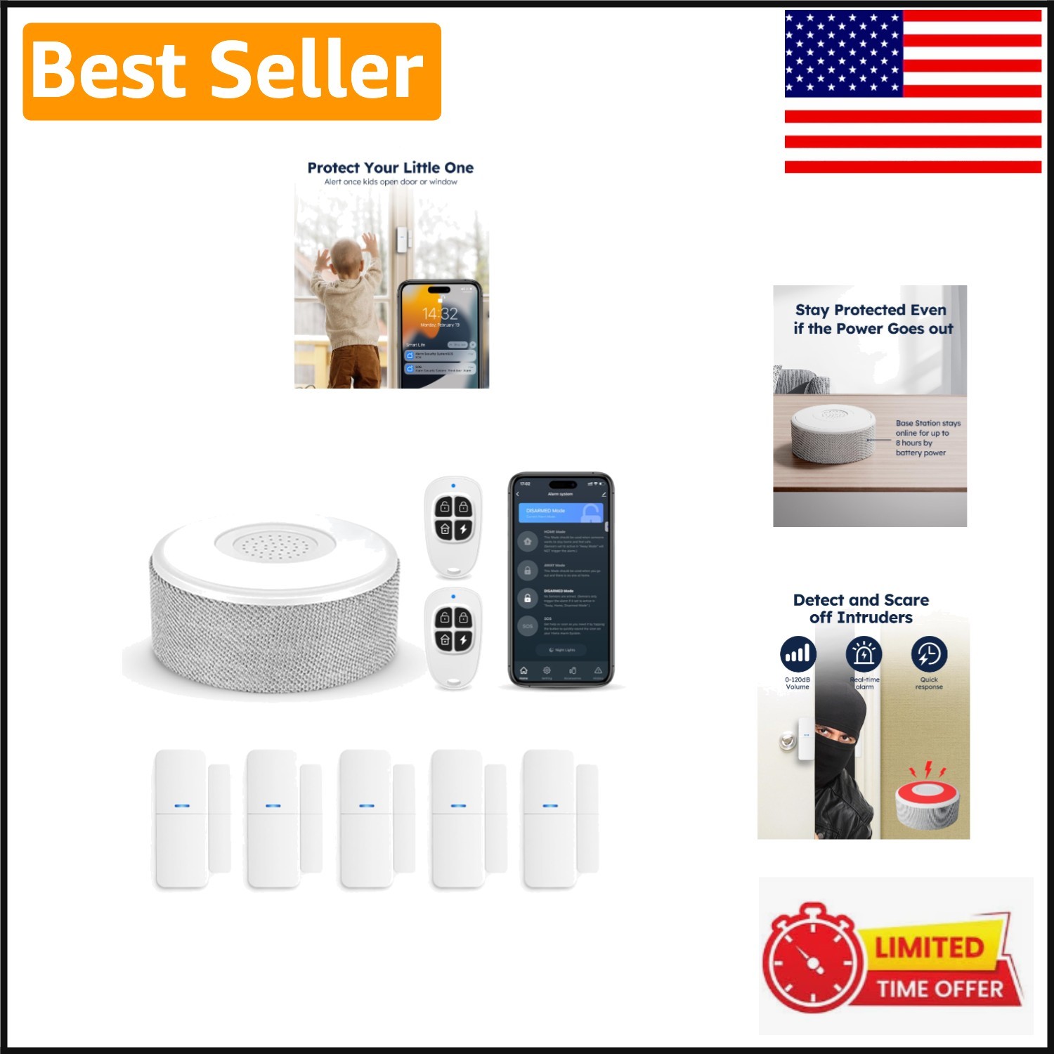 Ultimate Home Security Kit - 8-Piece WiFi Alarm with Real-Time Alerts & More