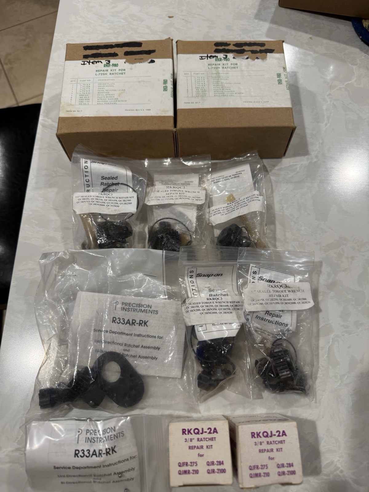 Lot Of SNAP ON Ratchet  REBUILD Repair Parts Kits 1/2, 3/8, 1/4 New Old Stock