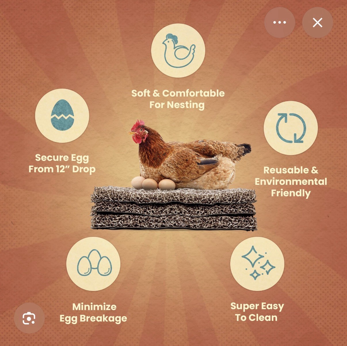 Washable Chicken Nesting Box Pads 6 Pcs Reusable Hens Nest Bedding Artificial