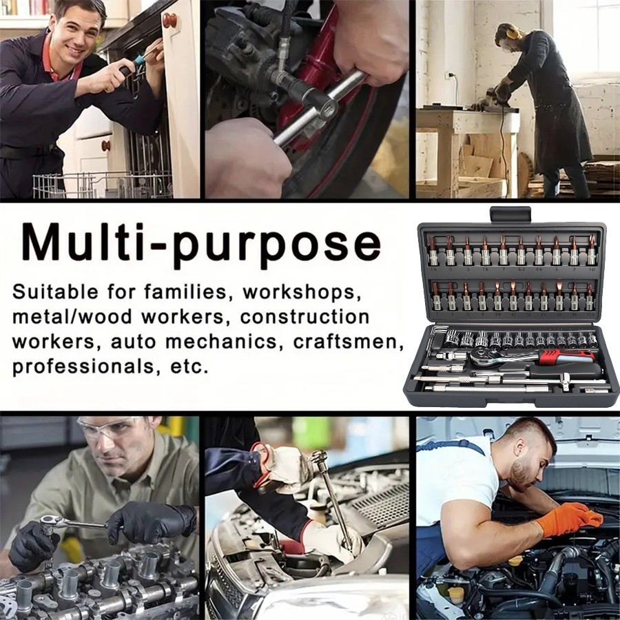 46-Piece Professional Tool Set, Multifunctional Toolbox