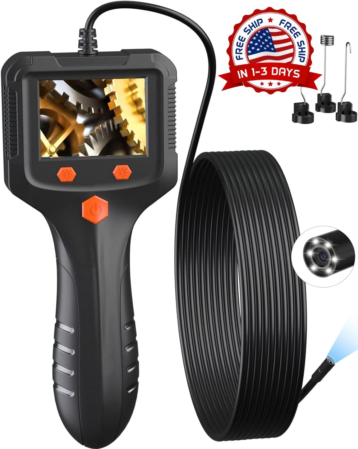 Cámara endoscópica con luz, boroscopio HD 1080P con 8 luces LED ajustables NUEVO