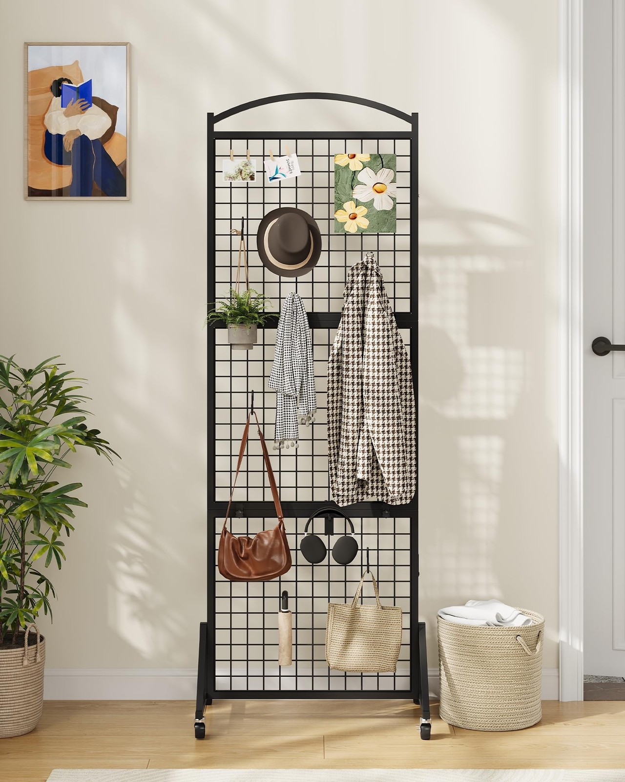 Foldable Grid Wall Panel 1.9' x 5.6' FT, Movable Gridwall Display Rack, Wire ...