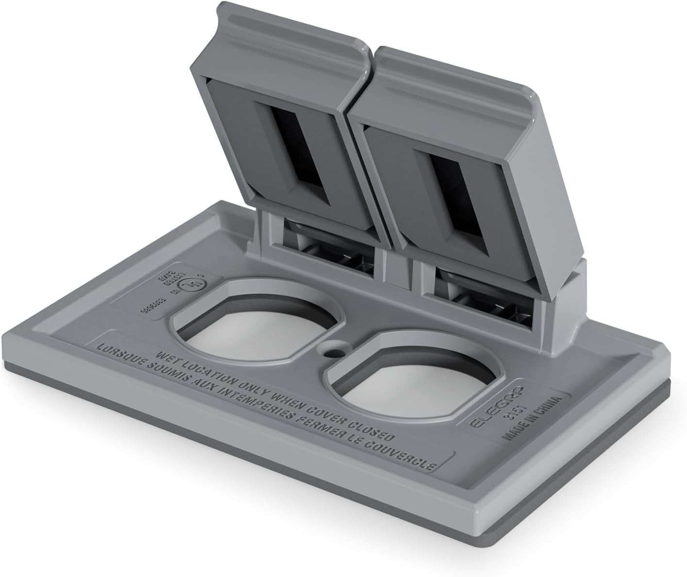Horizontal Outdoor Cover for Duplex Receptacles, 2-Hole Weatherproof Wall Pla...