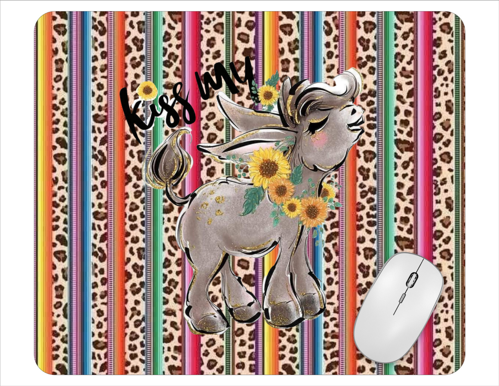 Serape Donkey Computer Non Slip Custom Mouse Pad Handmade