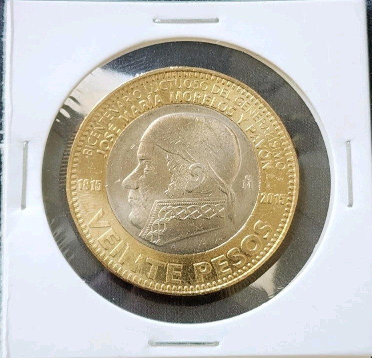 2015 Mexico 20 Pesos Morelos Coin – Brilliant Uncirculated (BU / UNC)