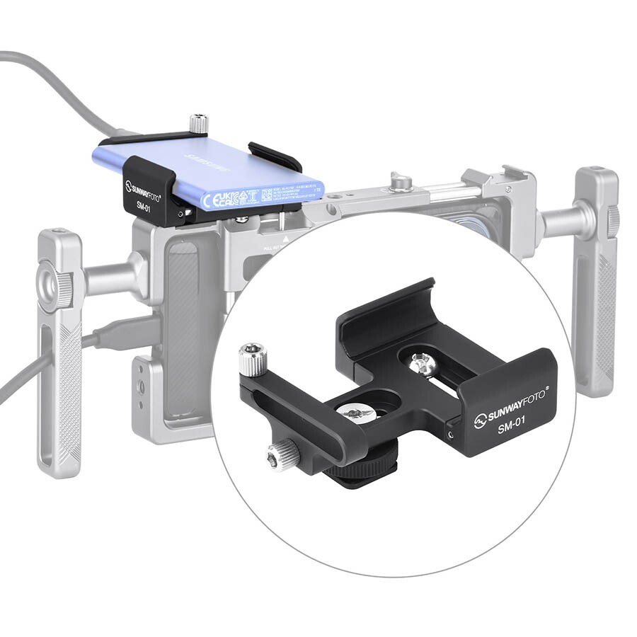 SUNWAYFOTO Mount Bracket Holder for Samsung T5 SSD,Compatible with Camera Cage