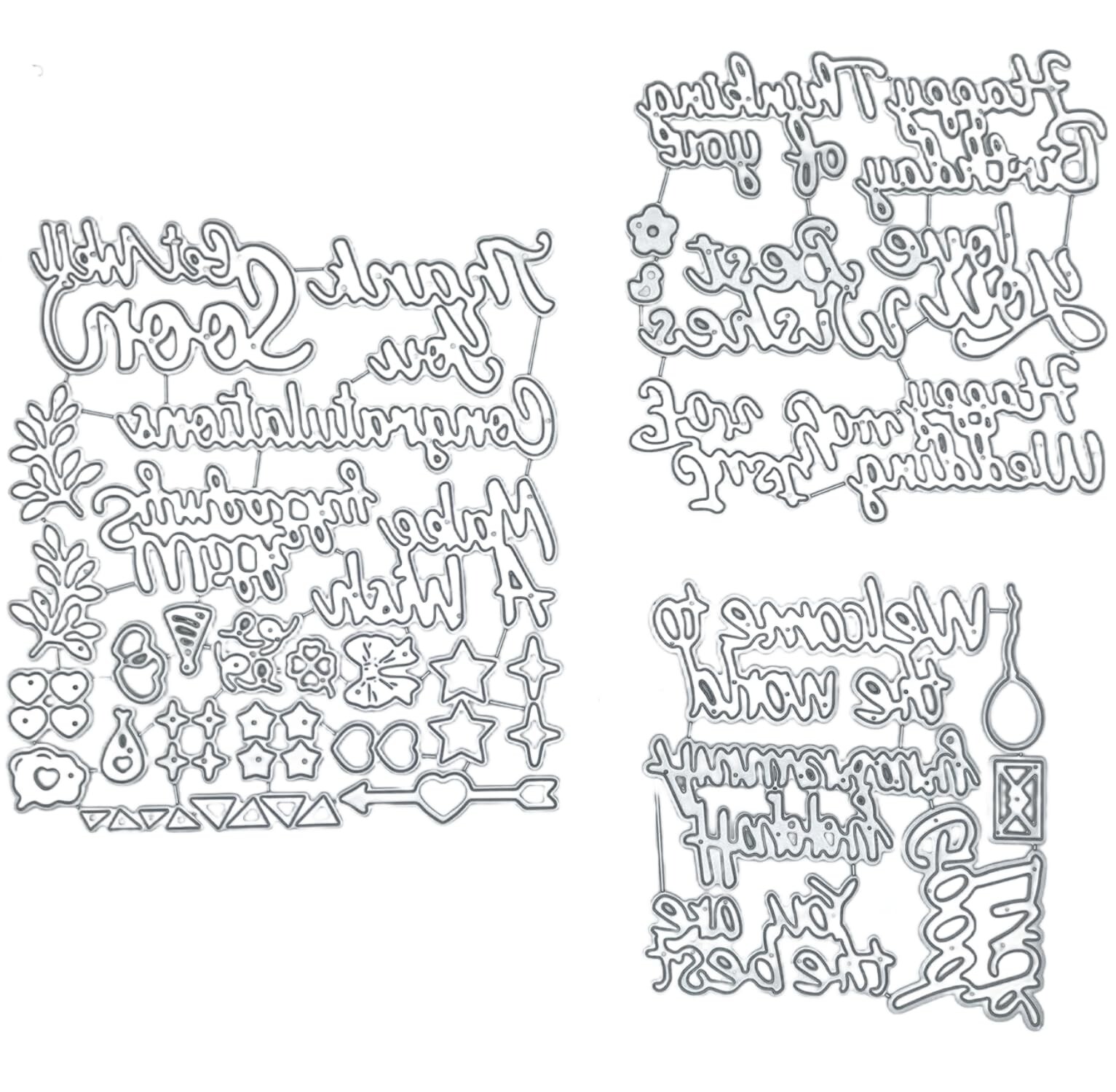 15 Pcs Word Dies for Card Making, Metal Cutting Dies for Congratulations, Ble...
