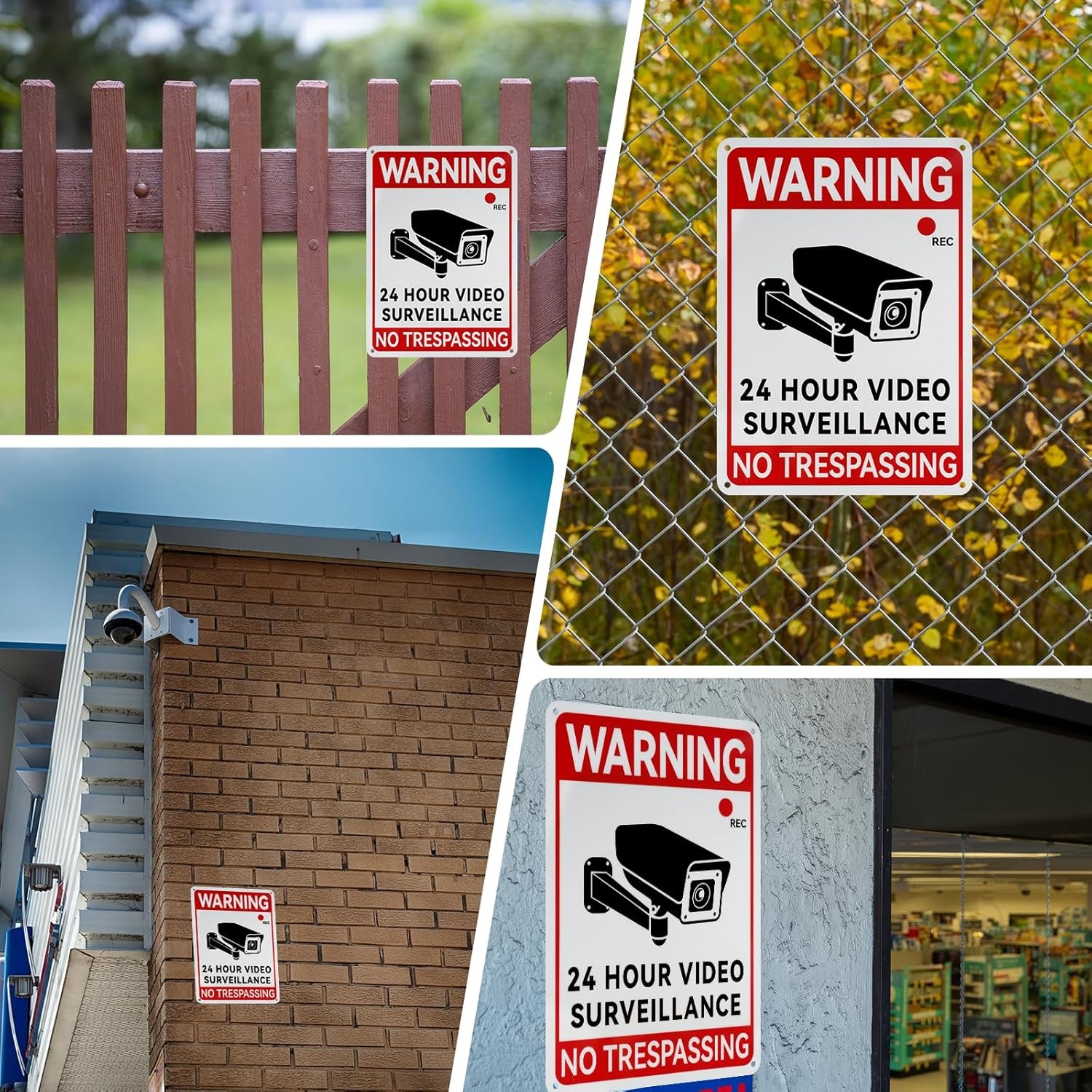 Reflective Video Surveillance Sign Aluminum Security Warning No Trespassing