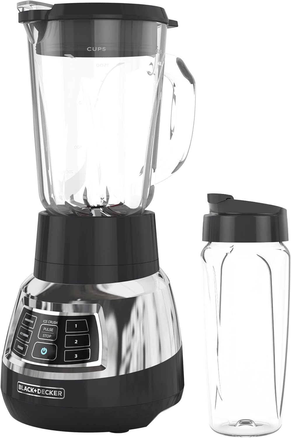 Black+Decker Quiet Blender with 6-Cup Cyclone Glass Jar, 3 Speeds + 3 Functio...