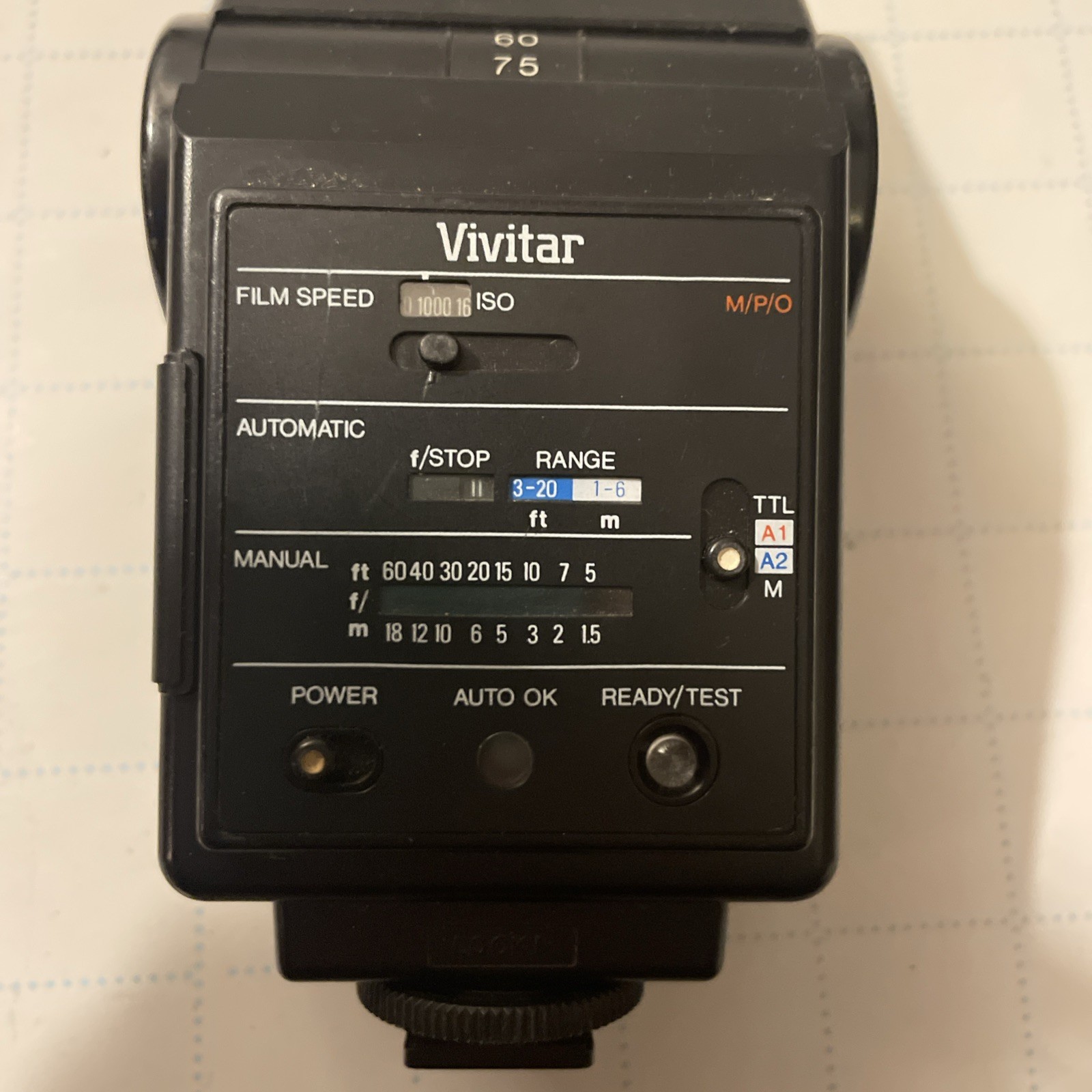 Vivitar Auto Thyristor 3900 Flash Handle Grip Vintage Camera Flash Untested