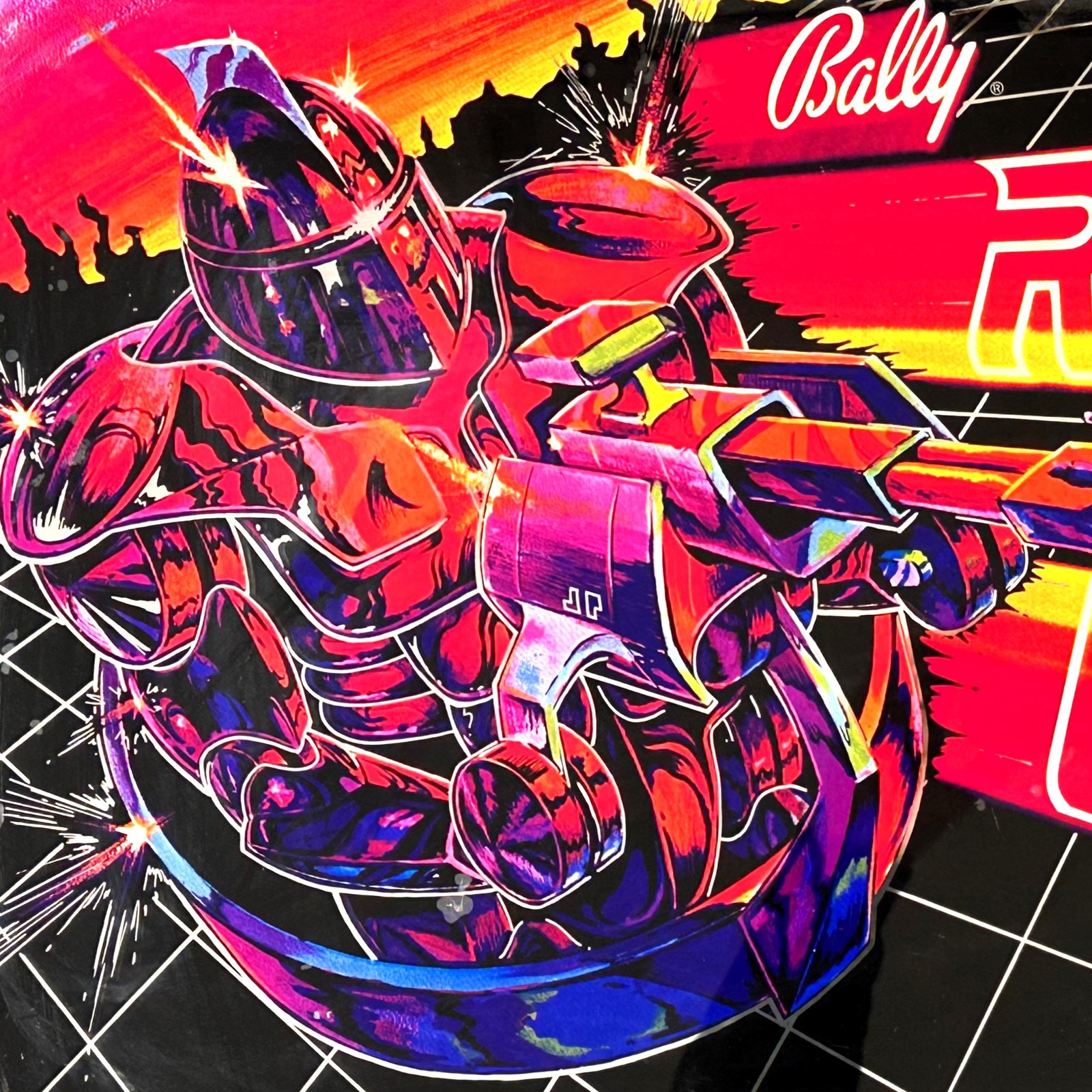 Bally Rapid Fire Pinball Machine Gun Shooting Game Backglass ORIGINAL