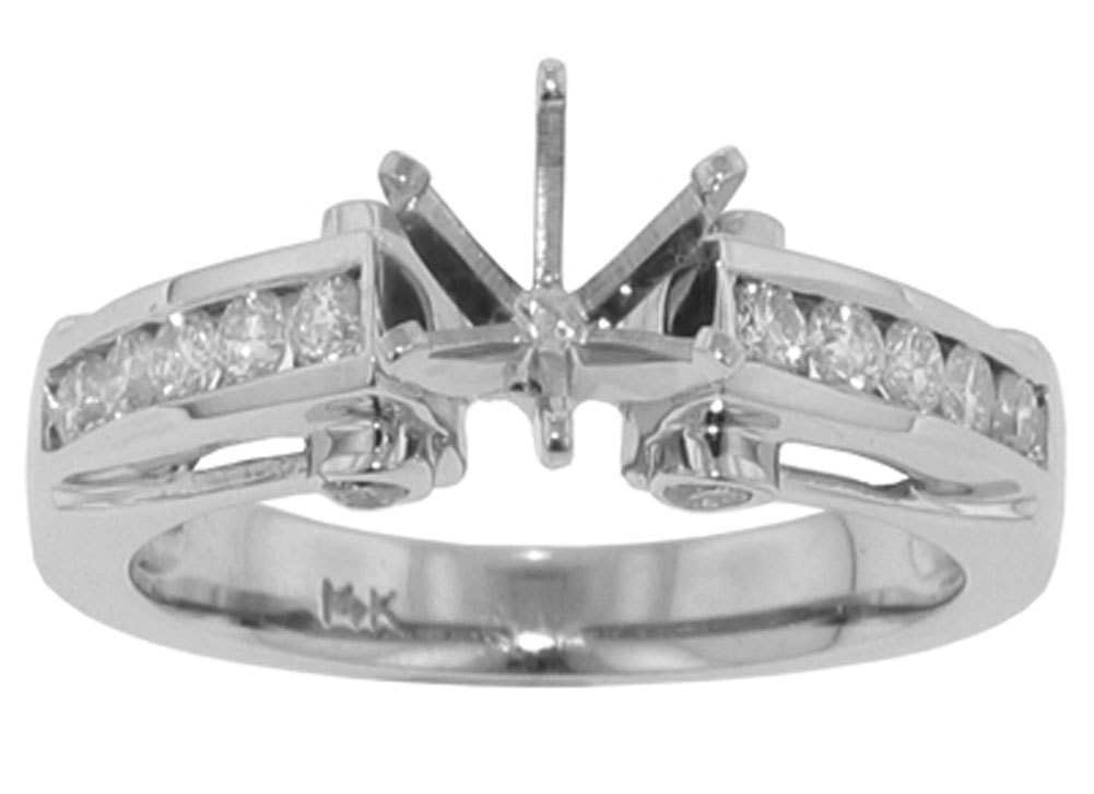 0.70 Ct. TW Round Diamond Engagement Semi Mount 18 Karat White Gold