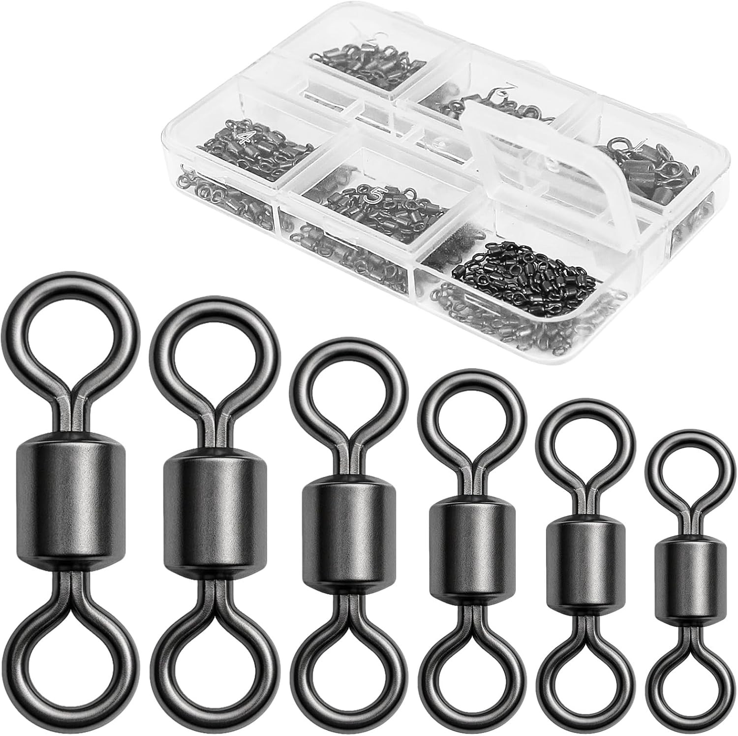 Fishing Swivels 200Pcs, Swivels Fishing Tackle, Stainless Steel Barrel Swivel, #