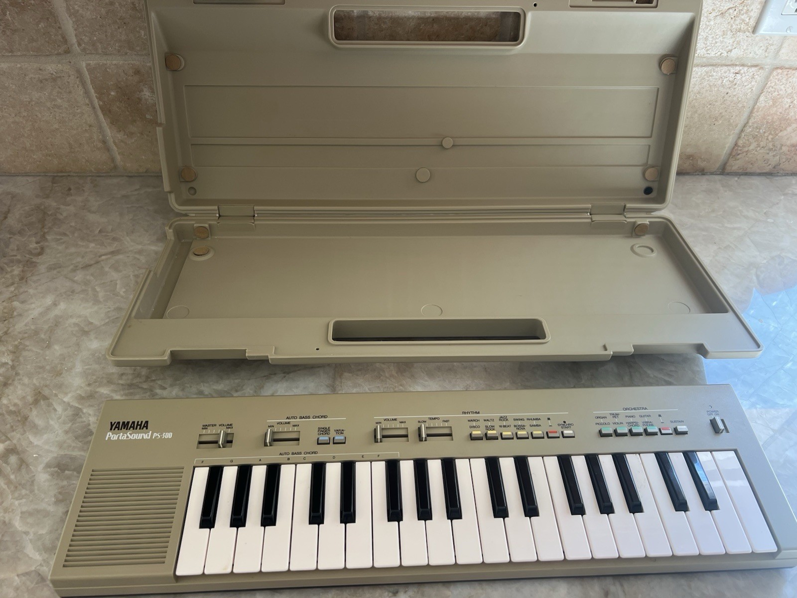 Yamaha PortaSound PSS-140, a small portable electronic keyboard.