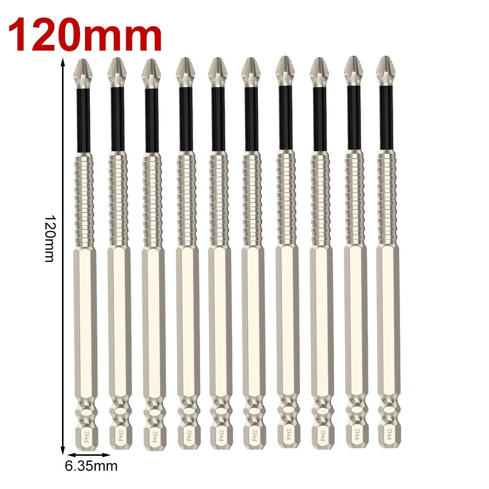 Cross Magnetic Screwdriver Bit Set of 10 Alloy Steel for Strong Driving