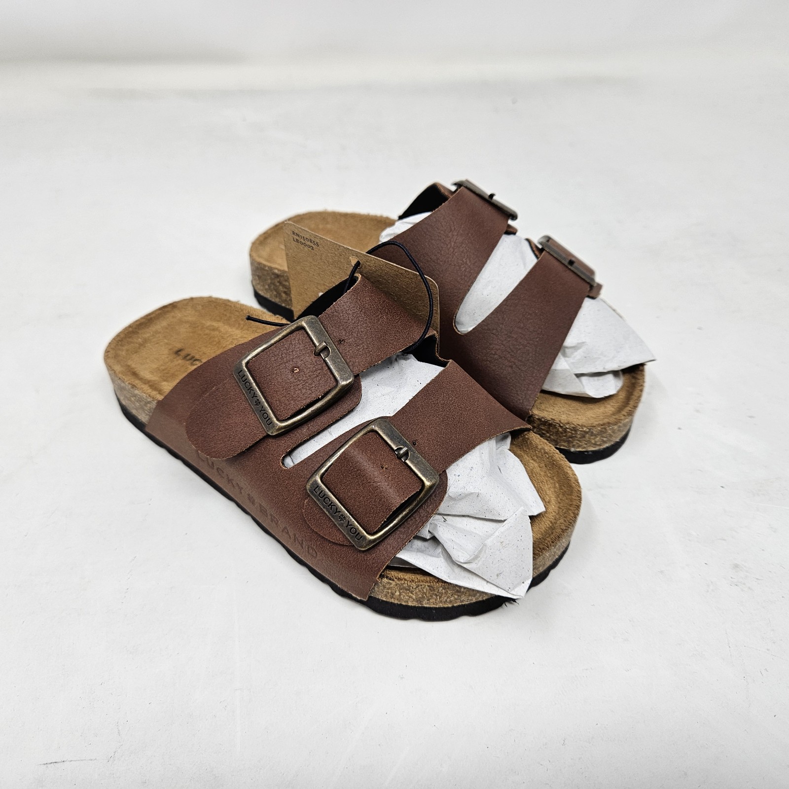 LUCKY BRAND Blanc Double Strap Buckle Suede Cork Sandals / Kid's US 3 - MSRP $85
