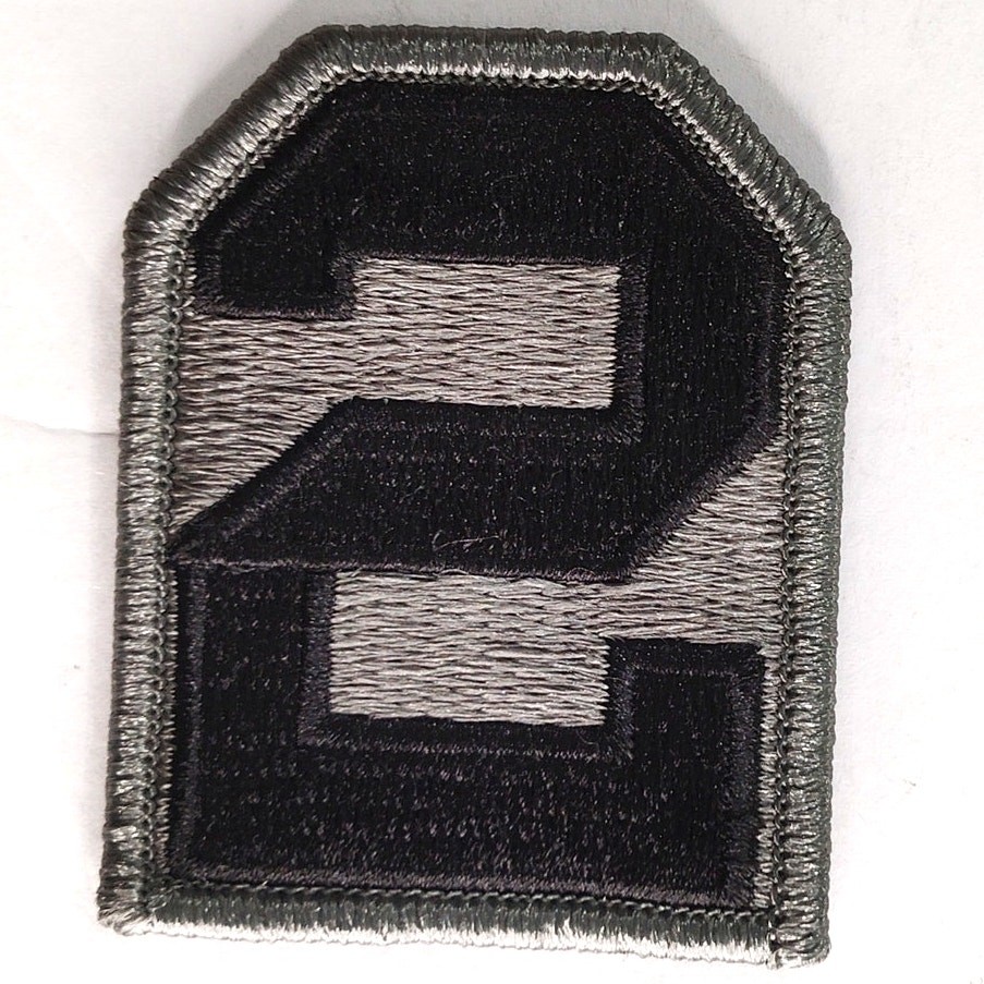 US Army 2nd Army Embroidered Patch ACU Subdued 2‑1/2" × 2" Hook Back
