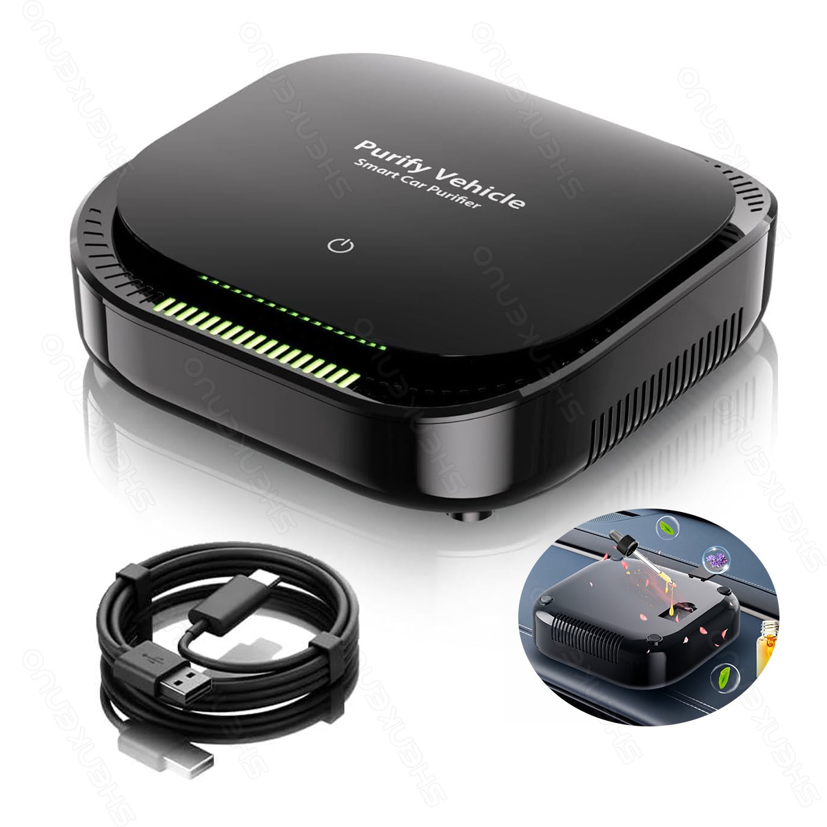 Car Air Purifier With HEPA Filter Rids Car of Odors New In Box Complete