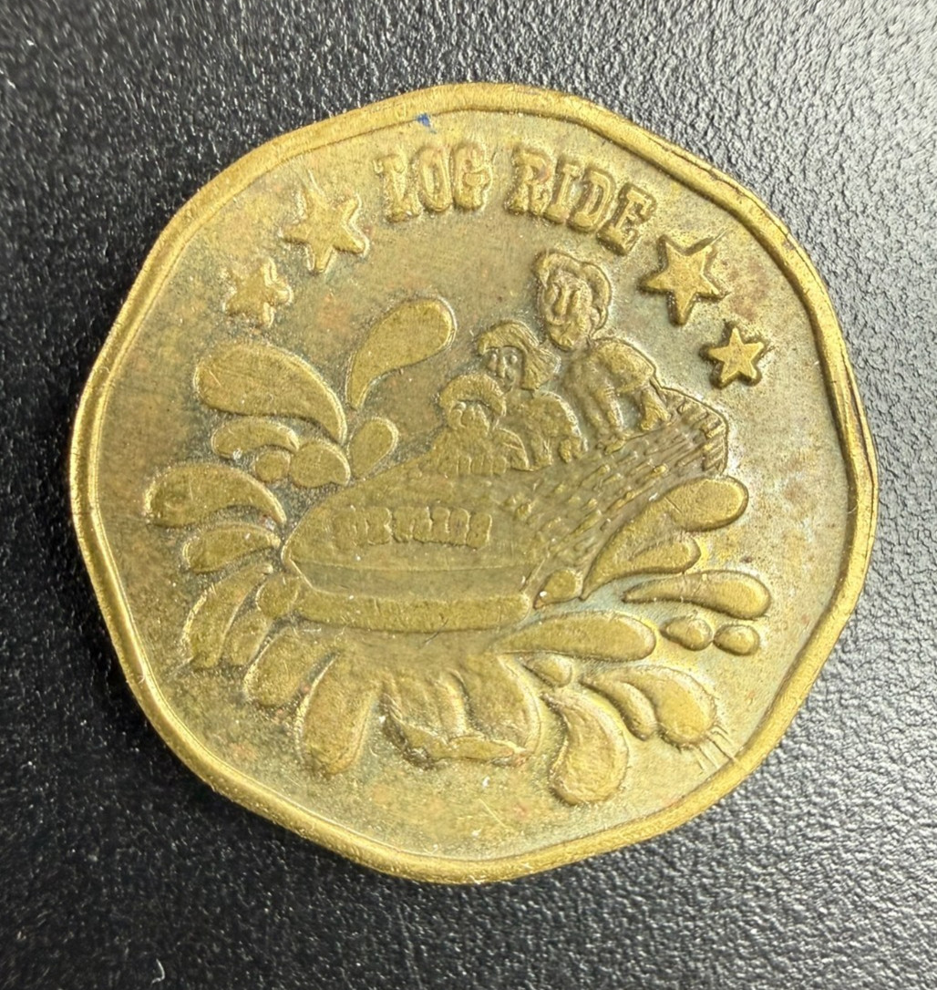 Collectible Six Flags Log Ride Token!  Circulated 21mm Brass