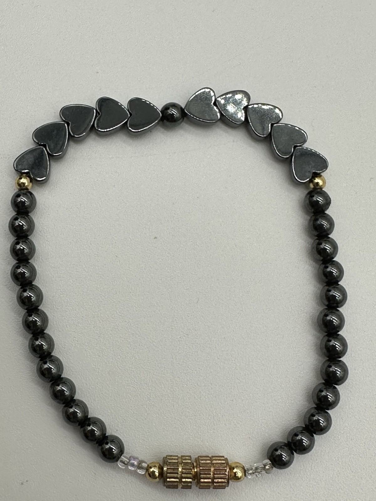 Hematite Heart Beaded Bracelet