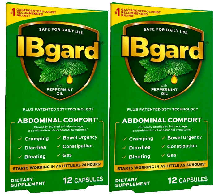 IBgard Daily ABDOMINAL GUT COMFORT w/Peppermint Oil, 12 Ct-Pack of 2=24 Capsules
