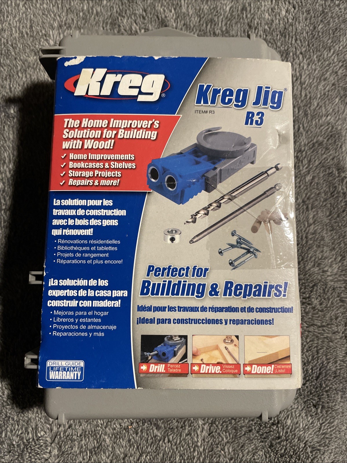 Kreg Jig R3 Pocket Hole Jig Kit w/ Case, Drill Bit, Driver Bit & Screws