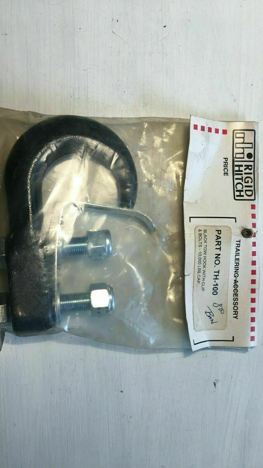 Rigid Hitch TH-100 Black Tow Hook With Clip & Bolts 10K Capacity 2 Bolt hole-C10