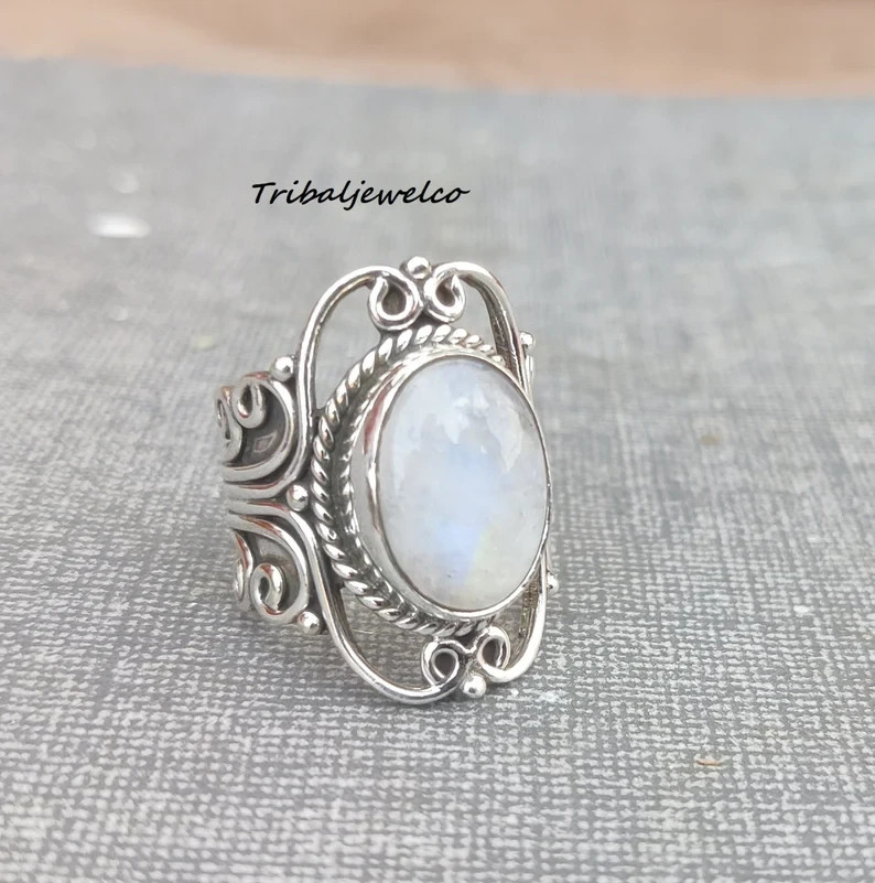 Moonstone Ring925 Sterling Silver Band & Statement Ring Handmade Ring All Size