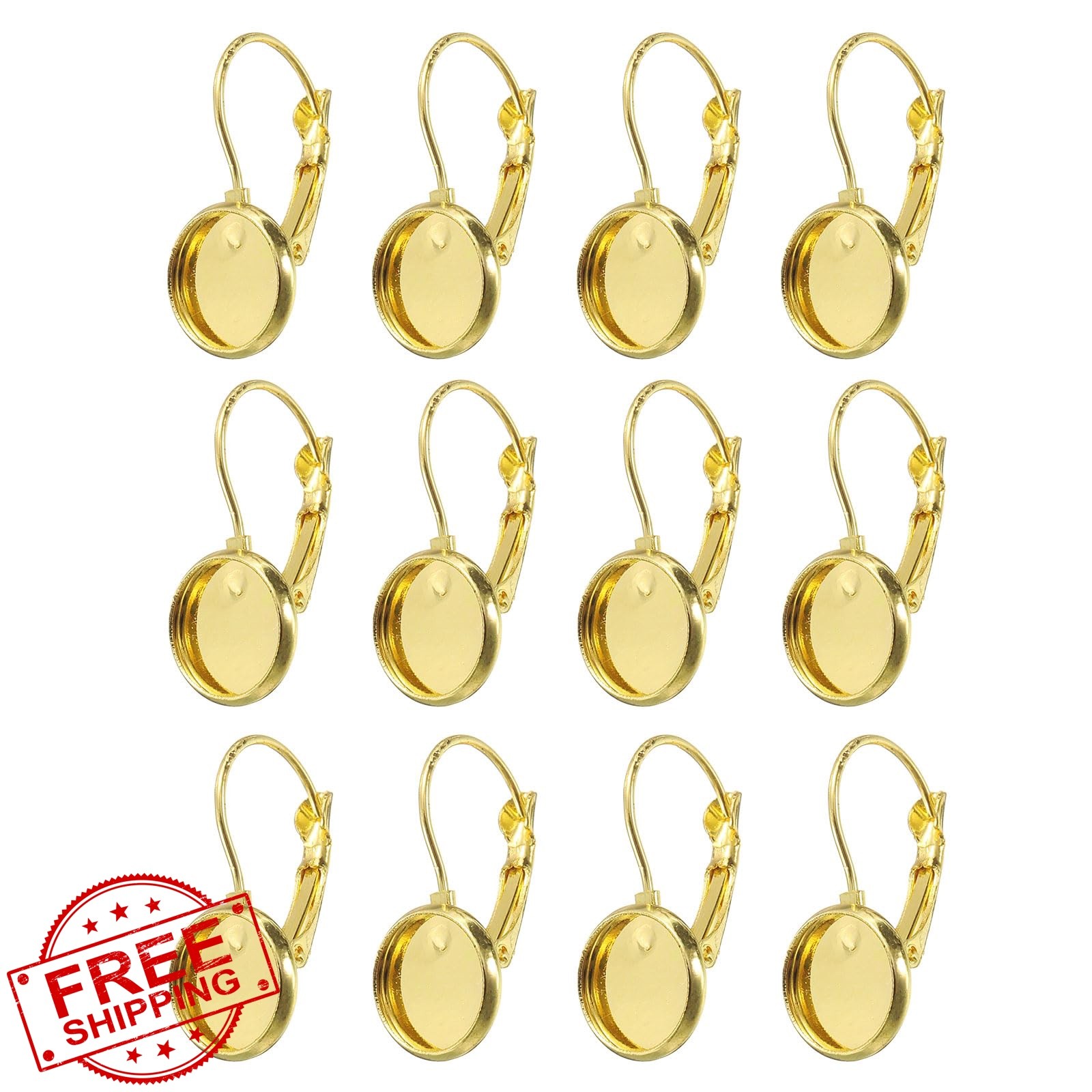 uxcell Leverback Earring Hooks Gold 10mm 20 Pcs