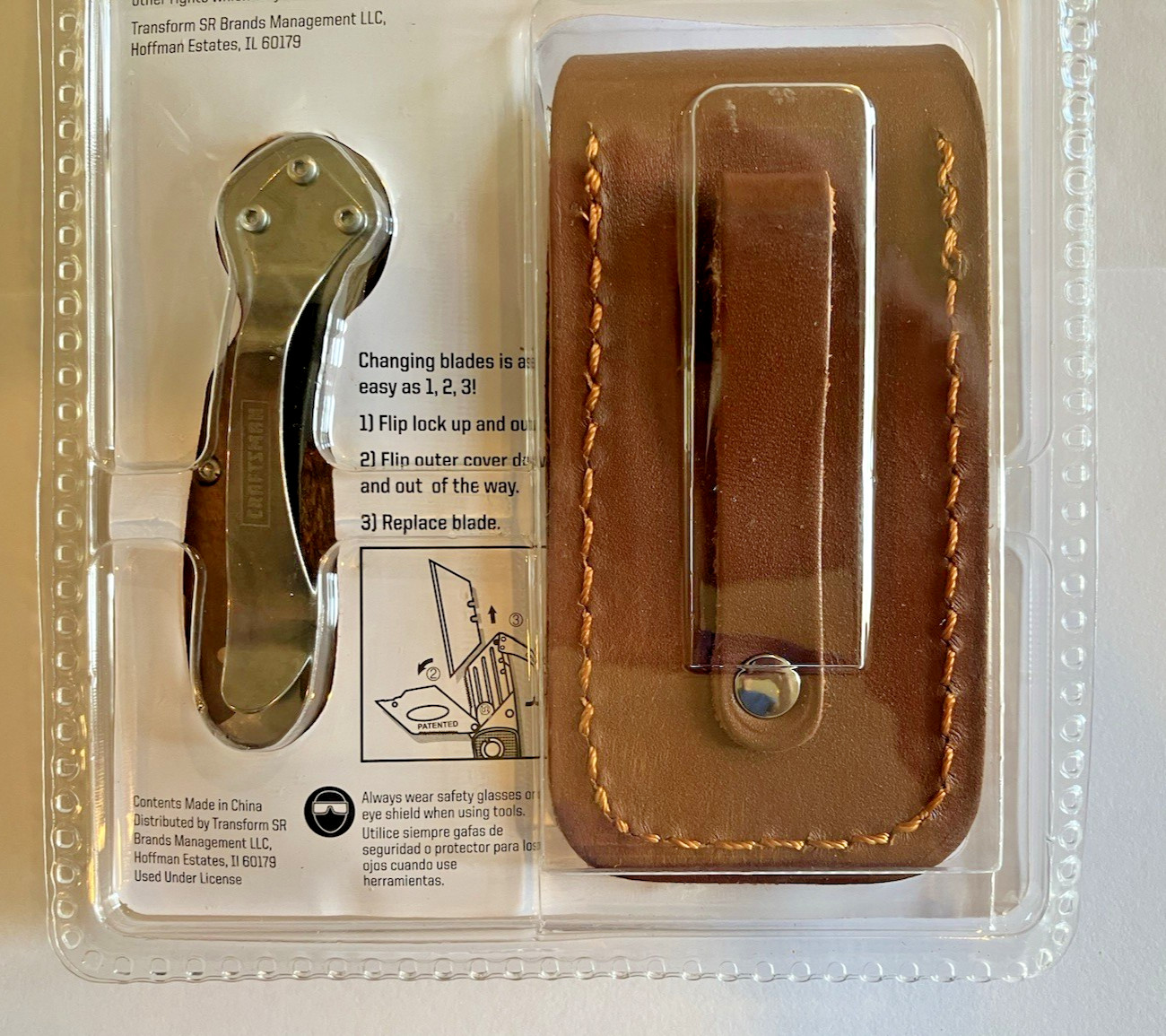 CRAFTSMAN 94845 FOLDING LOCKBACK UTILITY KNIFE WITH LEATHER SHEATH