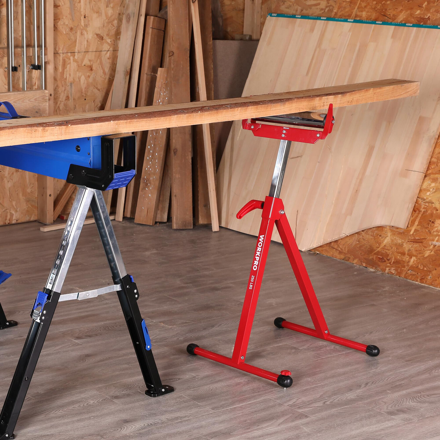 WORKPRO 2-Pack Folding Roller Stand Height Adjustable Heavy Duty 250LBS Load MAX