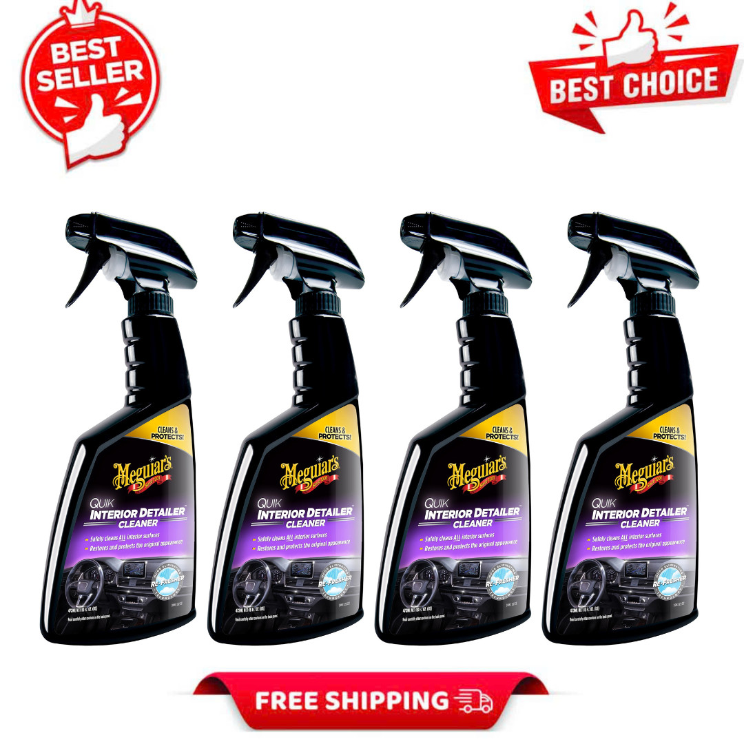 4 Pack Meguiar's Quik Interior Detailer Cleaner Spray, Car Auto, 16 oz, G13616